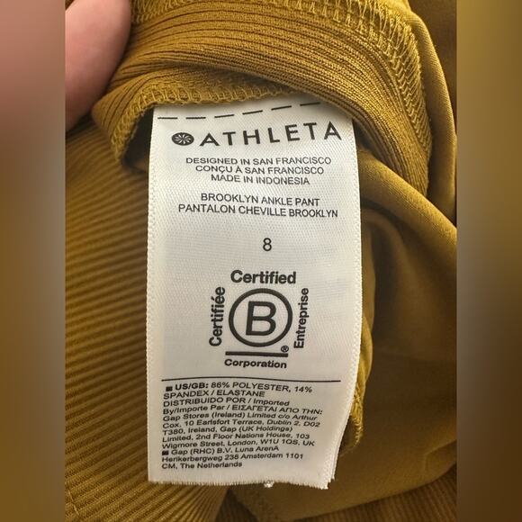 ATHLETA Brooklyn Ankle Pant City Turmeric Gold Size 8 EUC - Picture 4 of 6
